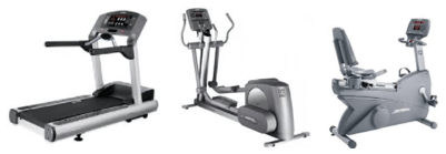 Life fitness gym equipment package with 95ti, 95xi, 95ri reumbent bike